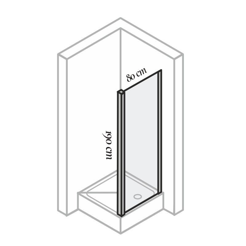 Perete lateral fix Huppe, X1A, pentru cabina de dus, 80 x 190 cm